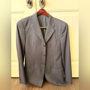 Armani Collezioni Mens 38R Suit Jacket Black Pinstripe 3 Button Italy